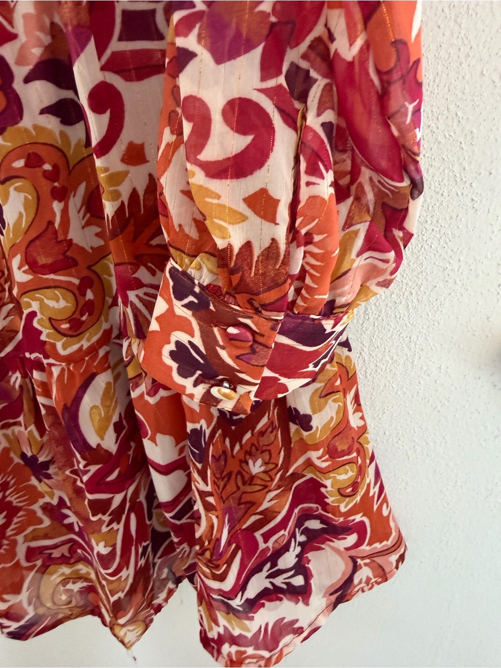 1. State Rust Multi Floral Ruffle-Neck Long-Sleeve Tiered Dress - Picture 3 of 5